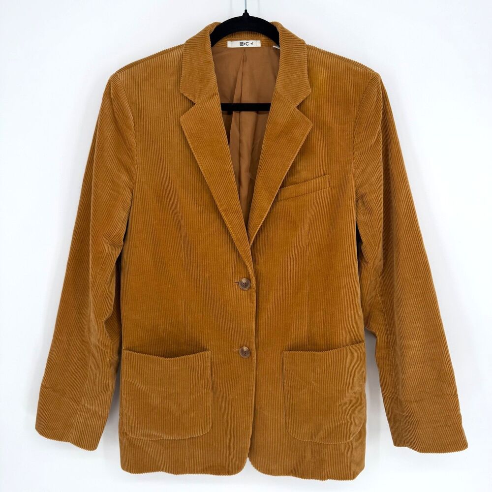 Uniqlo Corduroy Blazer Jacket Women's Size M Camel Tan Cotton Academia Preppy